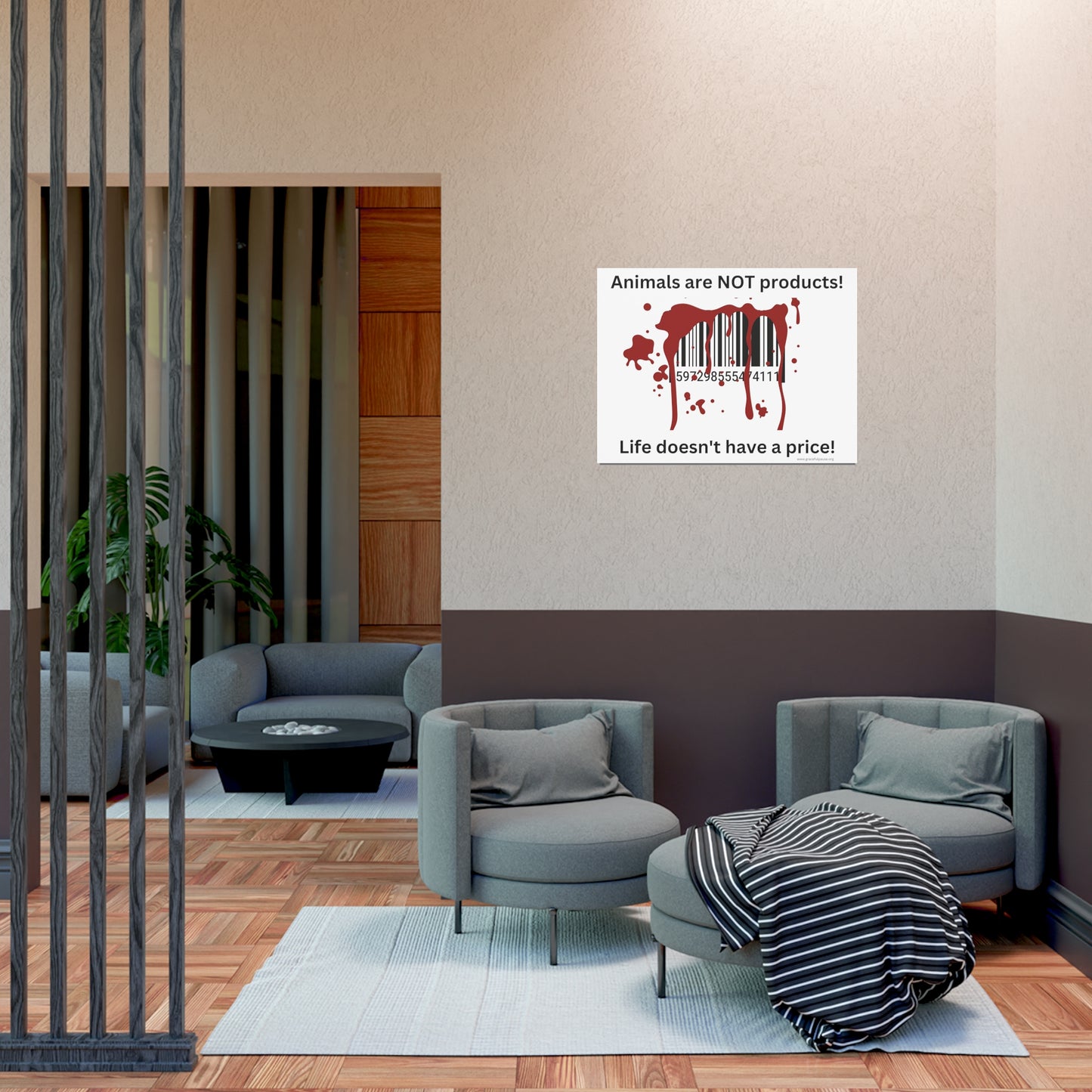 Animals are not products - barcode - landscaped - Uncoated Poster