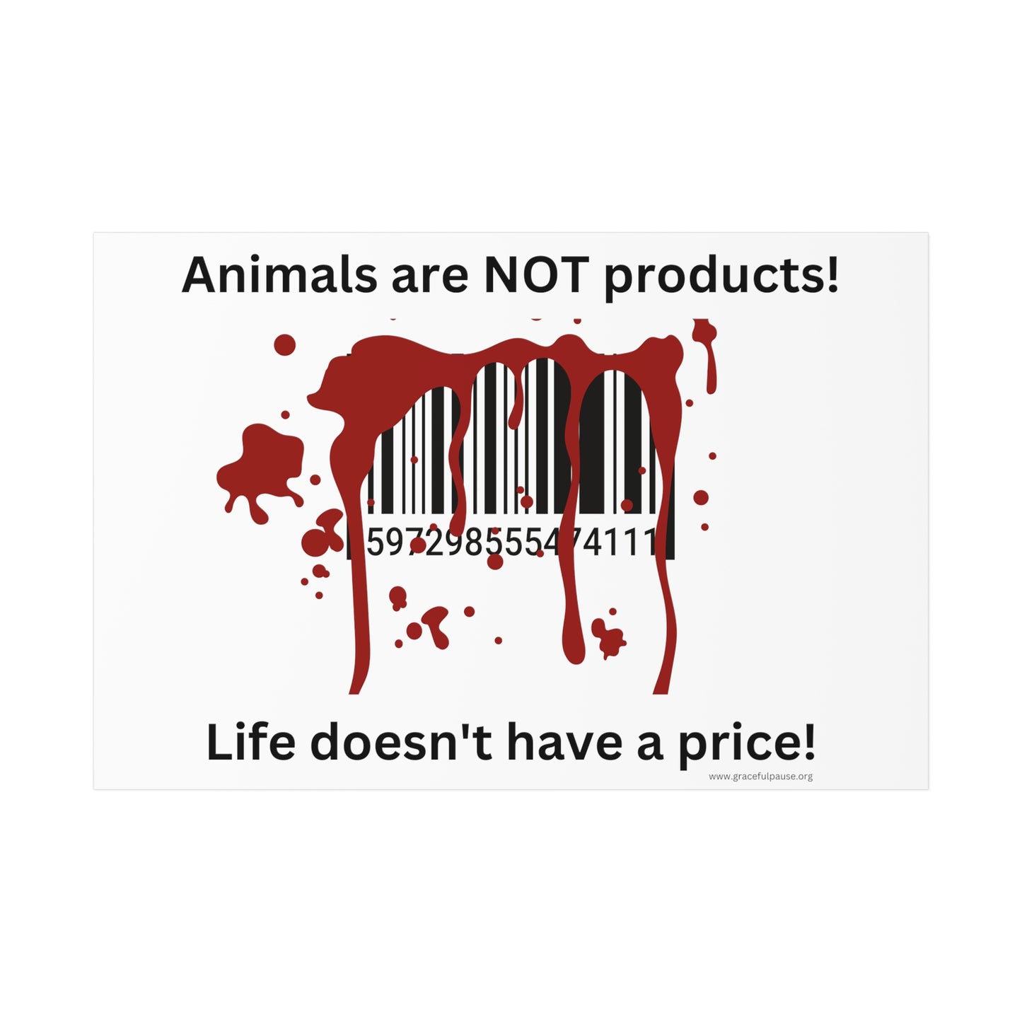 Animals are not products - barcode - landscaped - Uncoated Poster