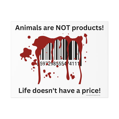 Animals are not products - barcode - landscaped - Uncoated Poster