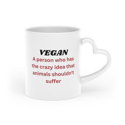 Vegan - Animals Shouldn't Suffer - Heart-Shaped Handle Mug