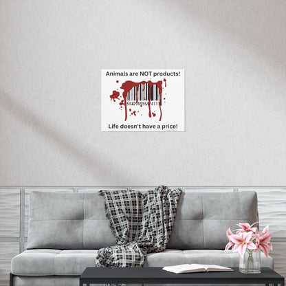 Animals are not products - barcode - landscaped - Uncoated Poster