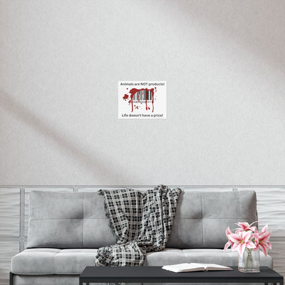 Animals are not products - barcode - landscaped - Uncoated Poster