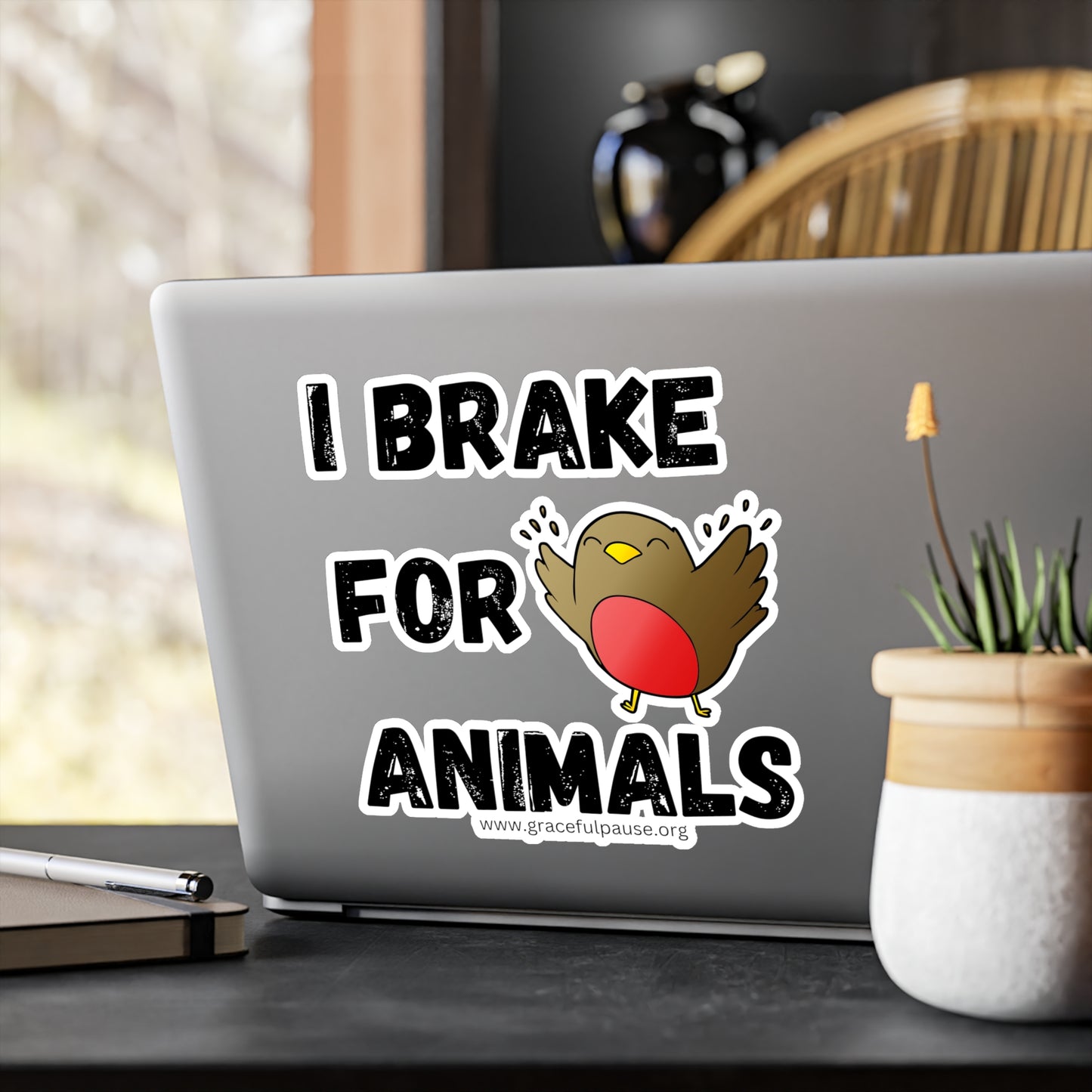 I brake for animals - Bird - Kiss-Cut Vinyl Decals